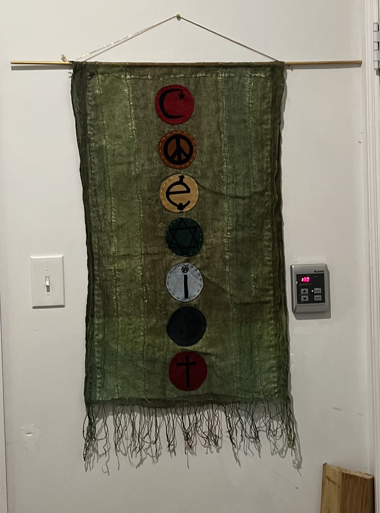 Interfaith banner hanging at the retreat